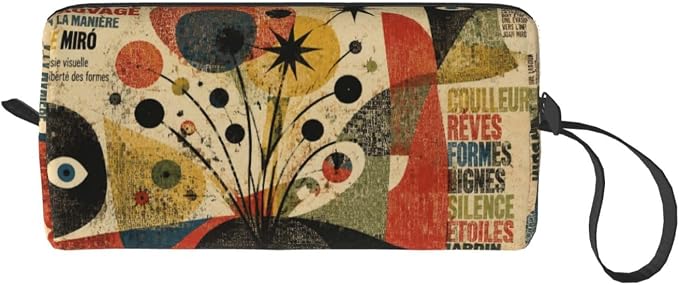 Abstract Text Collage Poster Makeup Bag for Women | Small Travel Cosmetic Pouch with Zipper, Compact Makeup Organizer Bag for Purse, Toiletries, Skincare & Daily Essentials
