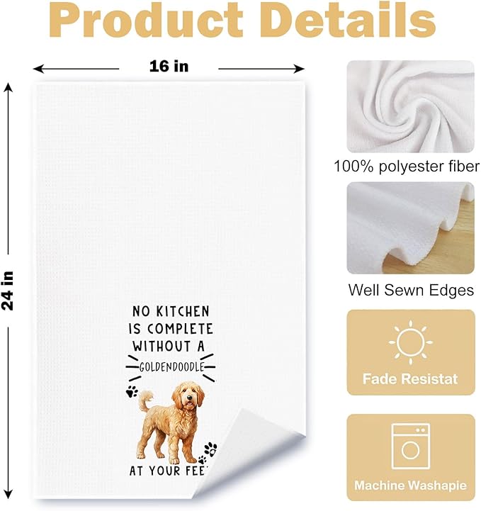 Goldendoodle Dog Kitchen Towels, Golden Doodle Gifts for Women Dish Tea Towels for Kitchen Decor, Goldendoodle Dog Lovers Mom Gifts Decorative Hand Towel, 16x24 Inches