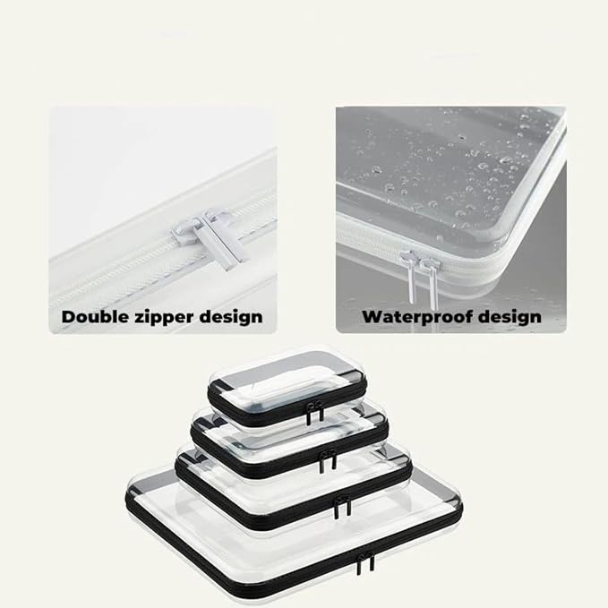 4 PCS Set PET Travel Storage Boxes for Clothing, Cosmetics, Desktop Storage, Cleaning, and Display