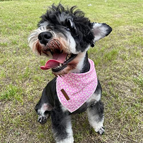 Summer Dog Bandana, Hawaii Bandana for Small Medium Dog, Cute Pink Puppy Bandana, Cotton Adorable Pet Triangle Bid Scarf Kerchief for Girl Boy Dogs or Cats