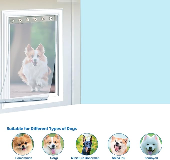 Dog Door Replacement Flap, 24" x 15" Flexible Pet Door Replacement Flap | Compatible with Super Large Dog Door, Weather Resistant Doggie Door Replacement Flap Fits Pets Up to 120 Lbs