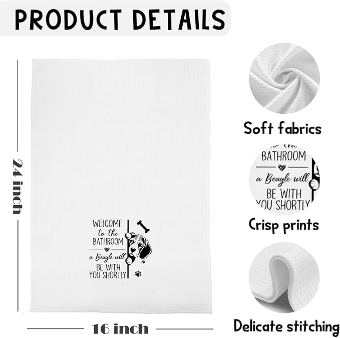 Funny Beagle Bathroom Hand Towels, Beagle Gifts for Women Men, Dog Lover Gifts Decorative Hand Towels for Bathroom Washroom Toilet Restroom, 16x24 Inches
