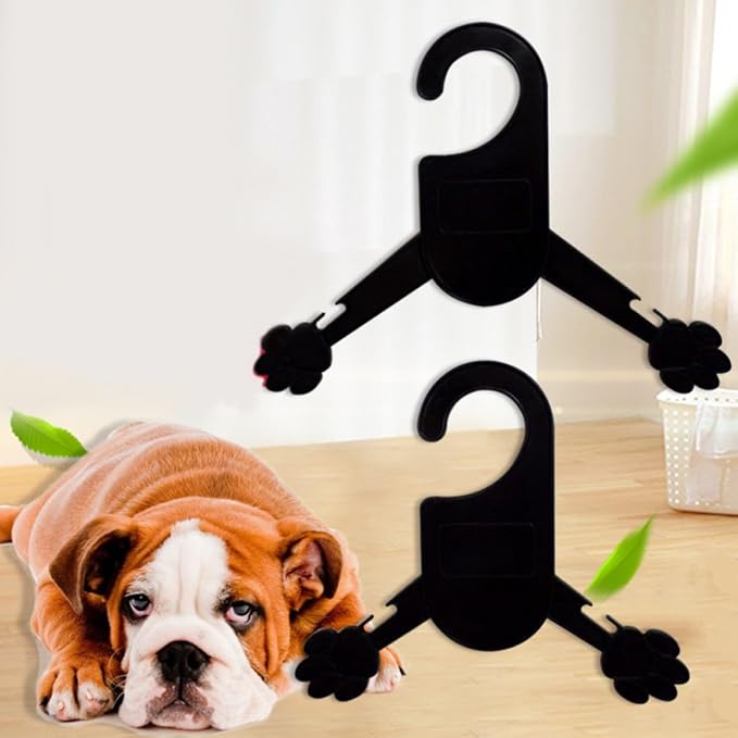 VOSAREA 10pcs Black Plastic Paw Shape Pet Clothes Hangers for Dog and Cat Clothes Thick Sturdy Design Not Easy to Break Portable and Space-Saving Organizer