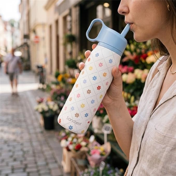 Floral Stainless Steel Water Bottle with Twist Lid 20oz, Travel Insulated Water Bottles for Sports & Gym, Gift for Women Girls Friends Birthday Christmas
