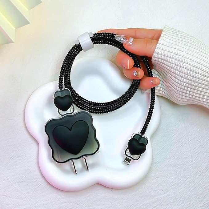 ZOSTLAND 5 in 1 DIY 18W 20W Heart Shape Protector Data Cable USB Charger Line Earphone Wire Saver Organizer Compatible with iPhone 11 12 13 14 15 Pro Max