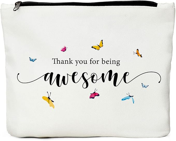 Thank You Gifts Makeup Bag, Employee Appreciation Gifts Cosmetic Bags | Positive Inspirational Travel Toiletry Bag, Quotes Inspirational Gifts for Women Girls Daughter Friend Thank You Awesome