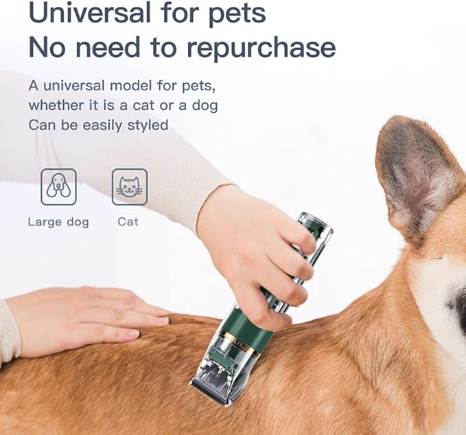 Dog Hair Clippers,Dog Grooming Clippers Kit with Led Display,Pet Clippers Grooming for Dogs Thick Coats,Low Noise Heavy Duty Pet Hair Shaver Trimmers (Green)