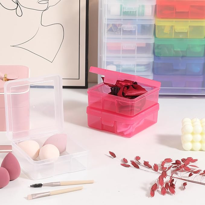 Plastic Storage Box Arts Storage Boxes(12 Color+6 Clear-Small) | Multifunctional Design,Stackable,Clear,Versatile Organization,Space-Saving,Durable,Dust Protection