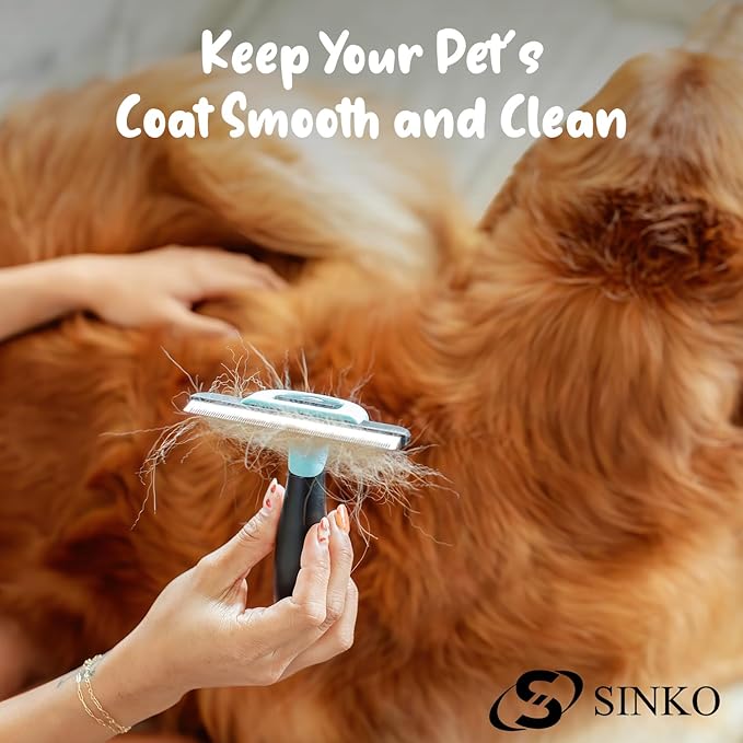 Sinko Deshedding Brush for Dogs & Cats, Pet Grooming Brush, Skin Friendly Deshedding Tool, Dog Brush for Shedding, Effectively Reduces Shedding by up to 95% for Short Medium Long Pet Hair (Blue)