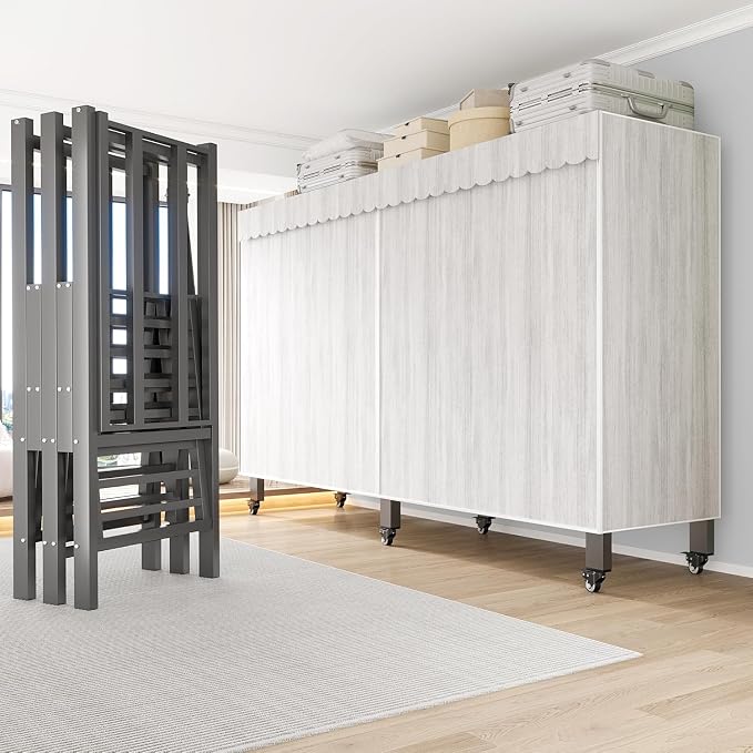 Heavy Duty Portable Closet with Cover Foldable Covered Clothes Rack for Hanging Clothes Armoire Wardrobe Closet System Freestanding Coat Storage Garment Racks (light gray(70.6in))