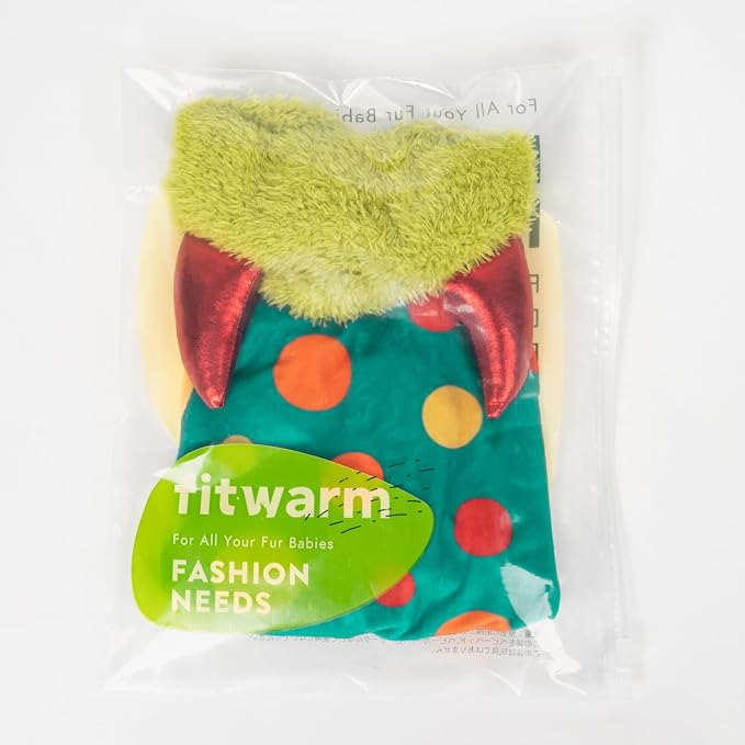 Fitwarm Devil Horns Halloween Dog Monster Costume, Funny Costumes for Small Dogs Boy Girl, Pet Outfit, Teal Blue, Lime Green, Red, Medium