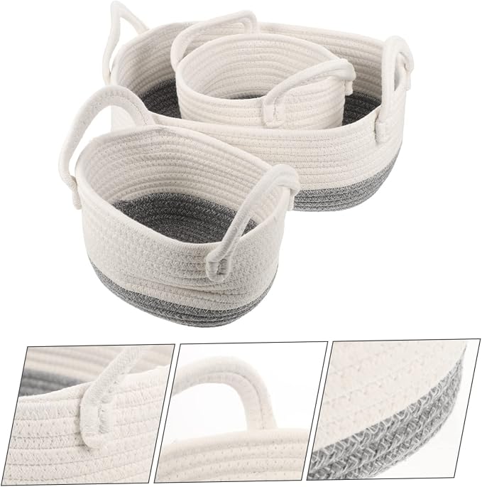 3pcs Rope Dog Toy Storage Basket Woven Pet Toy Organizer for Easy Access and Use Stylish Design for Home for Keeping Tidy