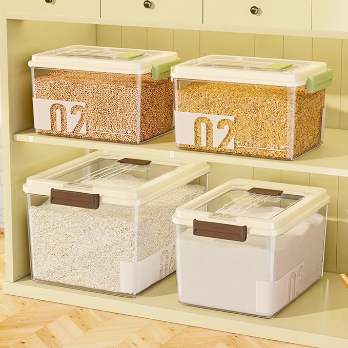 Saim Rice & Flour Storage Container, Food Grade PP PET BPA-Free, Large Capacity 20lbs & 30lbs Clear Lid,Kitchen Pantry Organization Dry Food Cereal Grain Sugar Pasta Canister