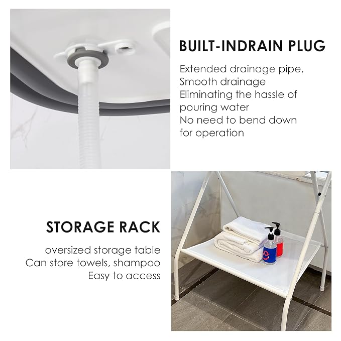 Beberoad 2 in 1 Dog Bath Tub Dog Washing Station for Bathing and Grooming, Elevated Collapsible Foldable Portable Shower Bathtub for Small Dogs Cats Pet, Indoor and Outdoor