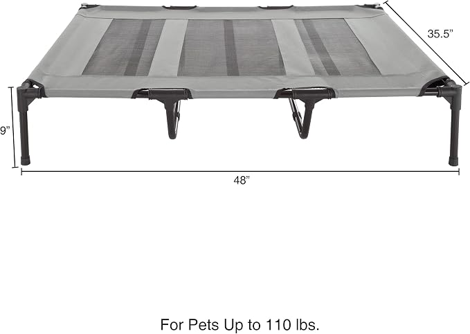 Elevated Dog Bed - 48x35.5-Inch Portable Pet Bed with Non-Slip Feet - Indoor/Outdoor Dog Cot or Puppy Bed for Pets up to 110lbs by PETMAKER (Gray)