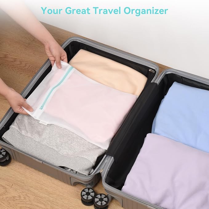 OTraki Mesh Laundry Bag for Delicates 12x16 inch Small Laundry Wash Bags for Washing Machine with Reinforced Zipper for Delicates Bra Socks Underwear, Don't Drying, Melting 140-176℉ White | for Washing Machine with Reinforced Zipper for Delicates Bra S...
