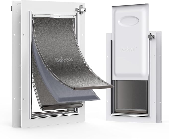 Baboni Dog Door for Door,Metal Frame,Medium | Pets Up to 40 Lb,for Interior and Exterior Doors,Aluminum Lock,Metal Panel,Strong Magnetic Flaps