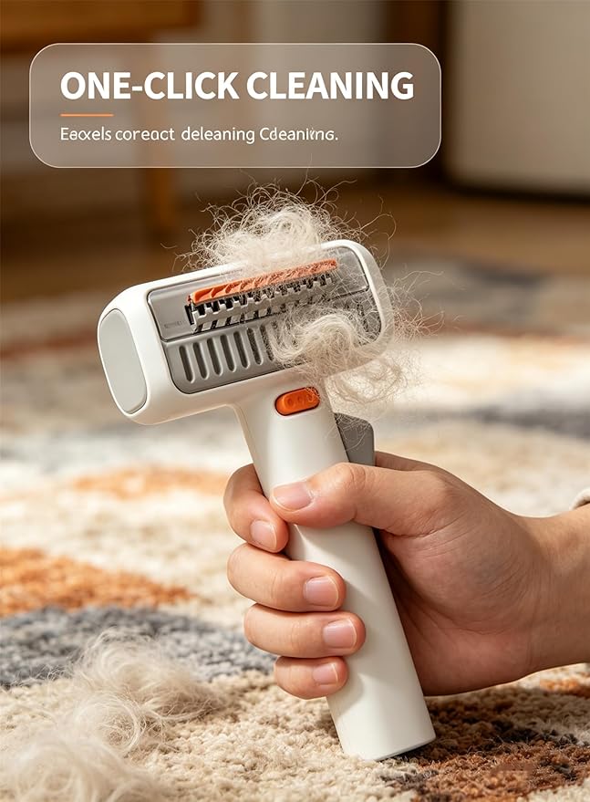 2-in-1 Pet Self Detangling Grooming Comb, Dematting Comb for Dogs and Cats, Professional Undercoat Rake for Long Hair Cat Brush, Dog Detangler Brush to Remove Mats and Tangles