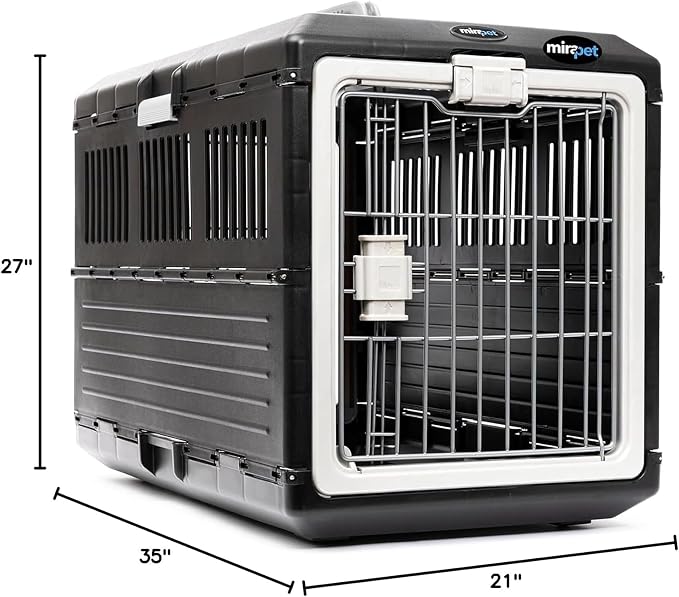 Collapsible Pet Carrier for Large Dogs & Cats, 35"L x 21"W x 27"H | Hard-Sided Crate Walls, 360-Degree Ventilation, Tool-Free Snap Assembly, Folds Flat to 5.5 In, for Travel & Storage