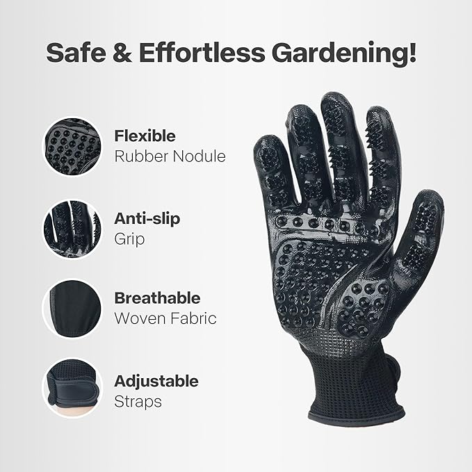 PAWISE 3-in-1 Pet Grooming Gloves,Shedding, Bathing & Massage Hair Remover Mitt for Dogs, Cats, Horses, Machine Washable Dog Bath Gloves