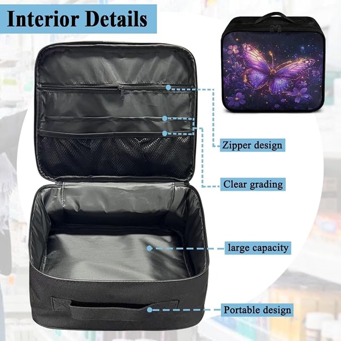 Empty First Aid Bag Butterfly Purple Galaxy Empty First Aid Bag Medical Bag Empty Large Capacity for Home Office and Travel Use Lightweight Washable Soft Fabric