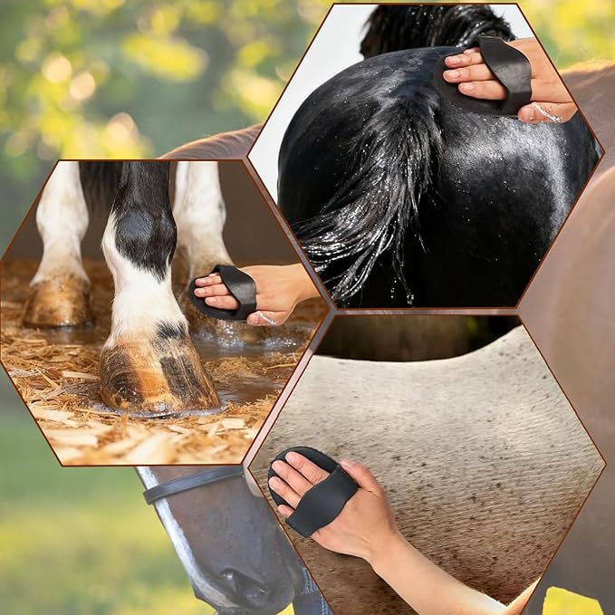 Curry Comb Kit, 6 Ring Curry Comb & Rubber Brush, Curry Comb Kit for Grooming Horses, Dogs, Goats, Cattle, Cow, Donkey Supplies