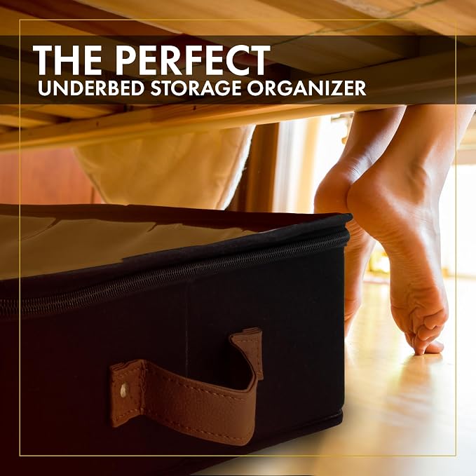 HOMELUX THEORY Under Bed Storage, Large 2pc with Lid, Black | Drawer-style pull-out design, Fits blankets, clothes, fabric & shoes, Bins with lids, Bedroom & closet storage