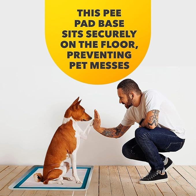 Dog Pee Pad Holder - Fits Up to 24” x 24” Pee Pad - 1 Pack - Light Grey | Stable Grip, Soft Edges, Quick Wipe Silicone Surface, Dog Pad Holder for Indoor Flooring Protection