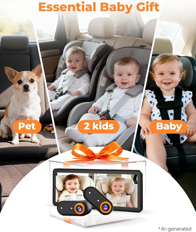 LUCKVIEW BM5PRO Dual Baby Car Camera, 7.2" 1080P Split Monitor
