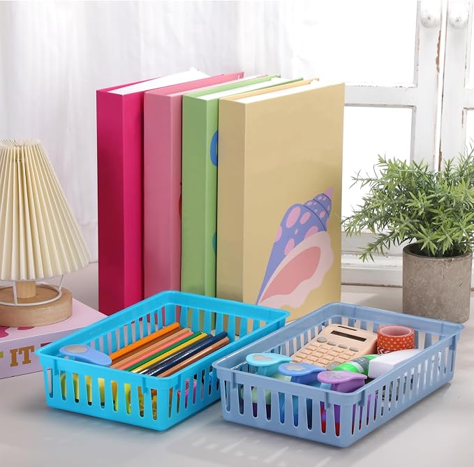 Wenqik Set of 12 Small Plastic Baskets for Organizing, Multi Color
