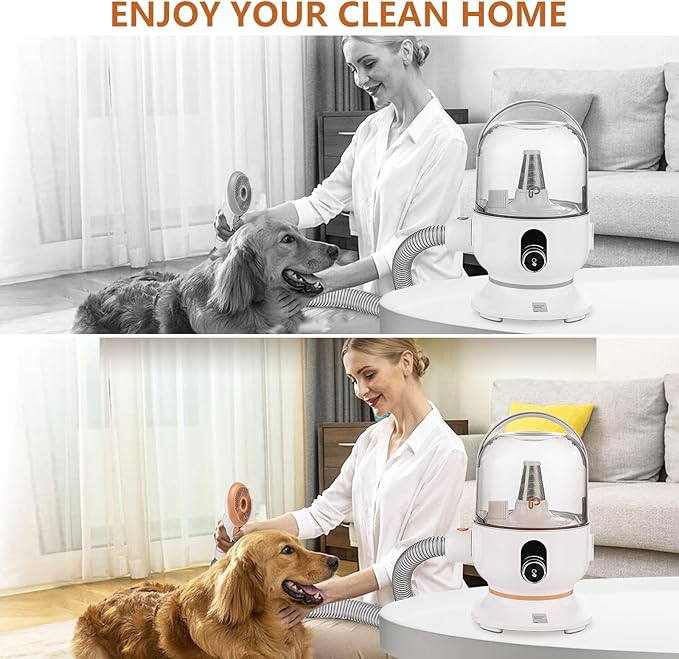 Hipicute Dog Grooming Vacuum Kit, 11Kpa Suction Power Pet Hair Vacuum for Shedding Grooming with 2L Large Capacity Hair Storage, 5 Professional Pet Grooming Tools for Dogs Cats