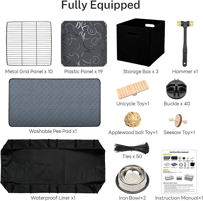 Guinea Pig Cage - C&C Small Animal Playpen with Waterproof Liner, Washable Pee Pad, Storage Bins, Toys & Bowl - Indoor Habitat for Guinea Pigs, Hedgehogs, Hamsters, Ferrets