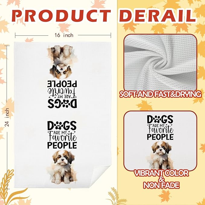 SPBL&L Shih Tzu Dog Kitchen Towels Set of 4, Shih Tzu Gifts for Women, Shih Tzu Decor Tea Dish Towels for Kitchen, Shih Tzu Decorative Hand Towels for Bathroom, 16x24 Inches