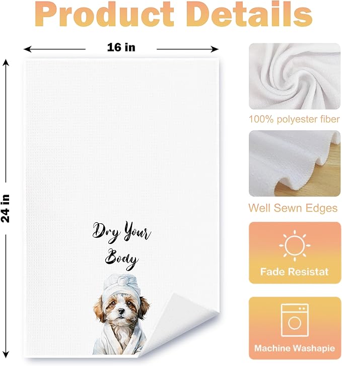Funny Shih Tzu Dog Hand Towels for Bathroom Washroom, Gifts for Shih Tzu Lovers Women Men, Dog Bathroom Decor, 16x24 Inch Set of 4