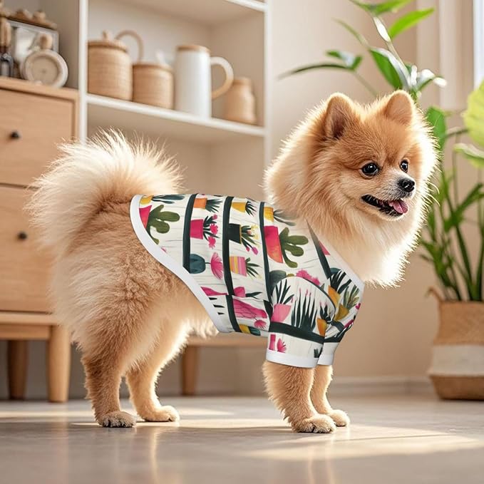 Cactus Garden Dog T Shirt Dogs Cats Cotton Shirts Short Sleeve Clothes Soft Stretchy Pet Costume Doggy Outfit Pullover Jumper Puppy Sweatshirt Small