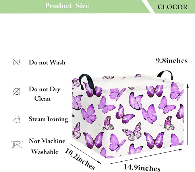 CLOCOR Rectangular Storage Basket,Collapsible Storage Bin,Gift Basket(Deeppurple Butterfly)