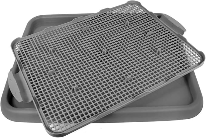 UPIT Puppy Potty Tray with Mesh – Dog Pee Pad Holder for Small Dogs & Puppies, Indoor Dog Potty Training Toilet, Plastic Leak-Proof Dog Potty Tray (Small - 20 x 16 in)