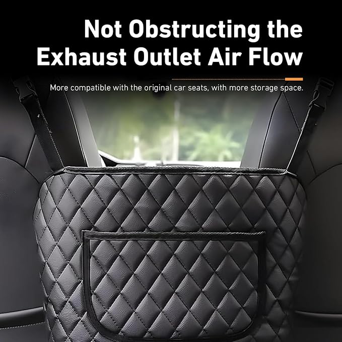 1 PC Car Purse Holder Between Seats, Front Seat Large Capacity Leather Storage Bag, Multi-functional Backseat Barrier Organizer, Auto Console Pocket, for Most Cars, Kids, Pets (Black #A)