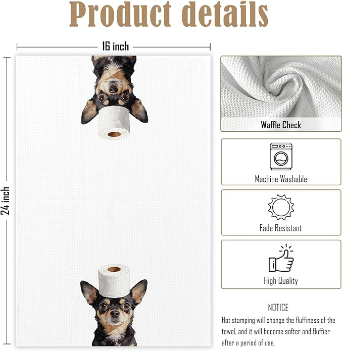 Dachshund Gifts Bathroom Towels Set of 2, Weiner Dog Decor, Funny Dachshund Hand Towel for Bathroom, Weiner Dog Gifts for Women
