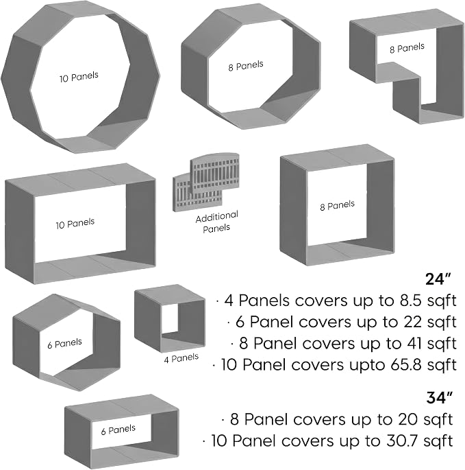 IRIS USA 8-Panel Dog Playpen, Pet Enclosure, Gray | Safe Play Zone, Configurable Layout, Custom Pen Configuration, Multi-Shape Setup, Stable Non-Tip Base, Secure Door Latch