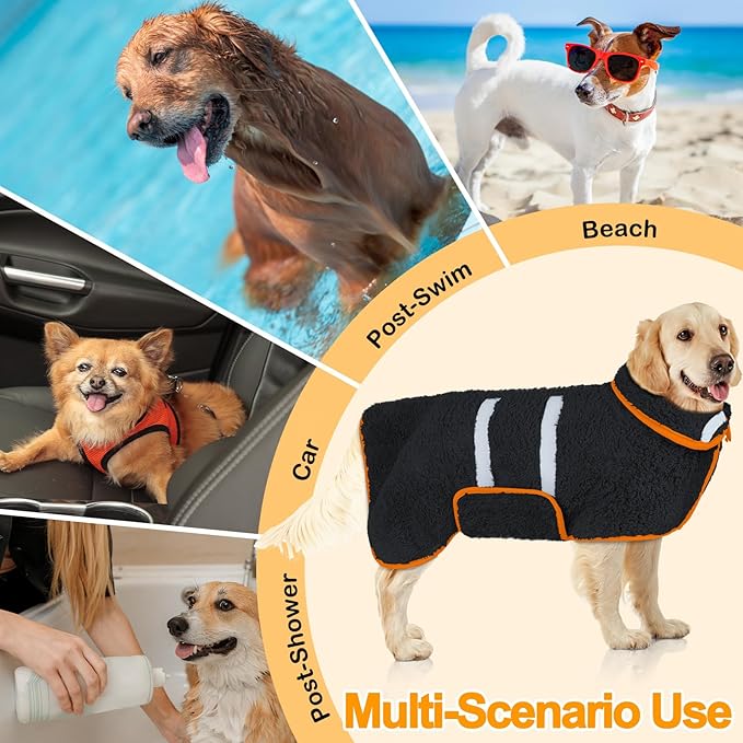 Dog Bathrobe Super Absorbent Dog Towels Large Quick Drying Robes for After Bath Soft Adjustable Warm Keeping Dogs Towel(S-XXL)