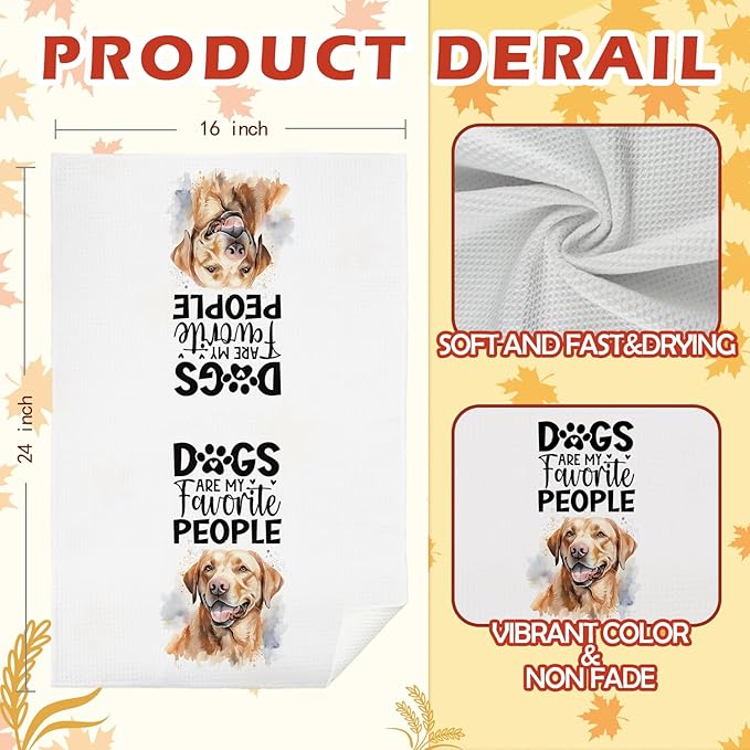 SPBL&L Golden Labrador Retriever Dog Kitchen Towels Set of 4, Labrador Retriever Gifts for Women,Labrador Decor Tea Dish Towels for Kitchen,Labrador Decorative Hand Towels for Bathroom, 16x24 Inches