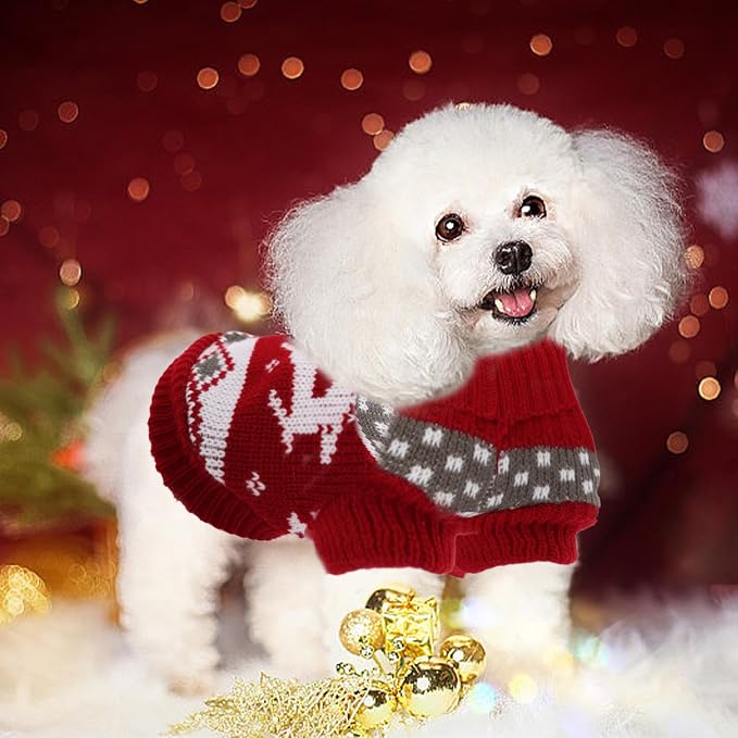 Gvhntk Dog Christmas Sweaters Christmas Sweater Cat Pet Xmas Clothes Cat Outfit Holiday Classic Winter Knitwear Warm Reindeer Snowflake Sweater for Kitty Puppy Dogs Cat