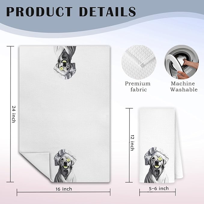 Funny Golden Retriever Bathroom Hand Towels, Gifts for Golden Retriever Lovers, Dog Bathroom Decor, Funny Dog Hand Towels for Bath Room Washroom Spa Gym Yoga, 16x24 Inch Set of 4