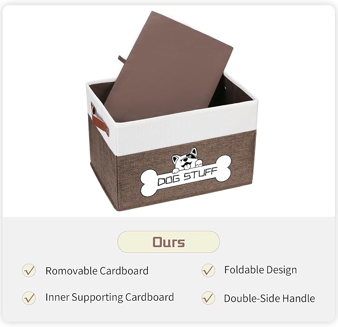 Collapsible Box, Dog Toy Basket, Storage Bin for Pet Accessories | Fabric Storage with Handle, Organizer for Living Room, Coffee