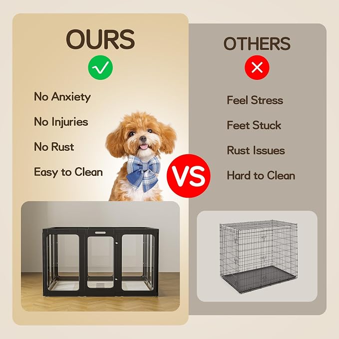 Jalove 12PCS Dog Playpen Clear Puppy Playpen Indoor, 30" H Easy Assemble | Ideal for Small to Medium Dogs,Relieves Pet Anxiety, Transparent Small Pet Play Pen, Sturdy Crate Whelping Cage, Black