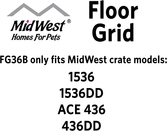 MidWest Homes for Pets Floor Grid for Dog Crate; Elevated Floor Grid Fits Models 1336TD, 1536, 1536DD, 436, 436DD, 1936, 1936DD, 1636/1636DD CURVED SLIDE BOLT LATCH, Black; Model FG36B