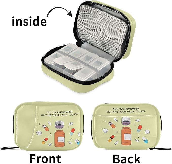 Naanle 7 Day Pill Case Bag - Portable Weekly Pill Organizer with Zipper, Compact Size for Vitamin Supplement Holder