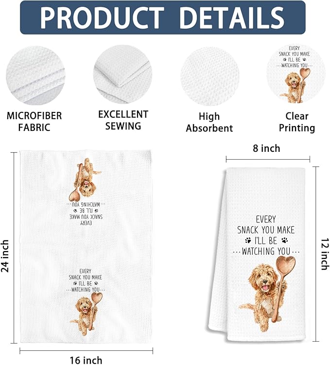 Goldendoodle Dog Kitchen Towels Set of 2,Dog Mom Gifts for Women, Goldendoodle Gifts Hand Towels, Gift for Golden Doodle Lovers Dish Towels Dishcloths Tea Towels for Kitchen, 16x24 Inch