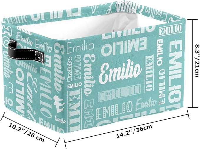 Personalized Toy Box Storage Bins for Boys Girls with Name, Kids Custom Storage Basket Cubes Organizer with Handles, Shelf Closet Storage Baskets Bin Customized Gift, 1 Pack